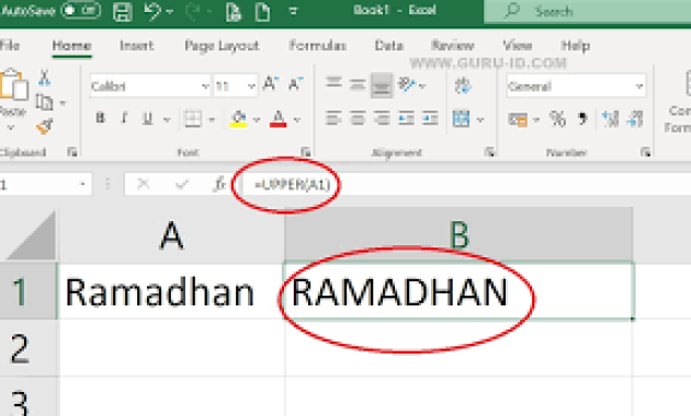 Cara Merubah Huruf Kecil Menjadi Huruf Besar di Excel